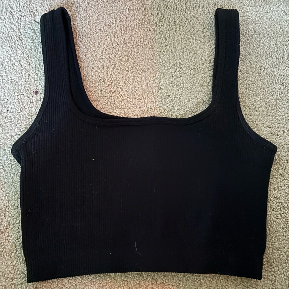 Ambiance Black Ribbed Crop Top